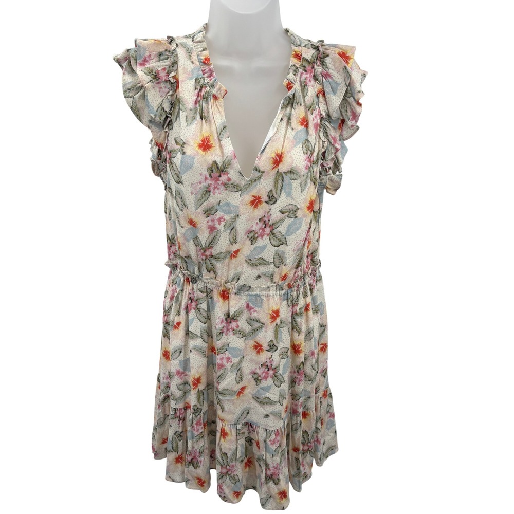 Willa Story Multicolor Floral Ruffle Flutter Sleeve Tiered Mini Dress‎ Womens M